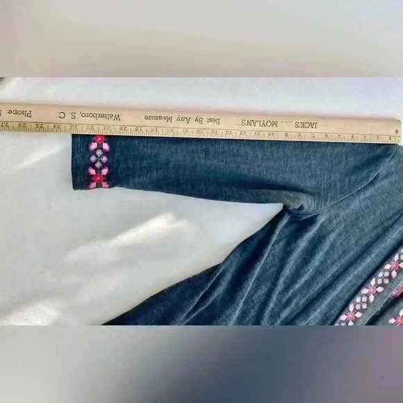 J Jill Med open style embroidered duster sweater jacket dark, gray, beautiful - Picture 9 of 9